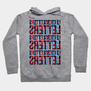 Letters Typography Stack (Cyan Red Black) Hoodie